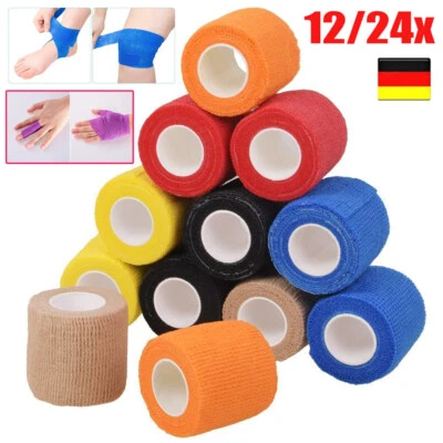12/24x Pflaster Pflasterverband Fingerpflaster Kohäsiv Haftbandage 5cm*4.5m DE
