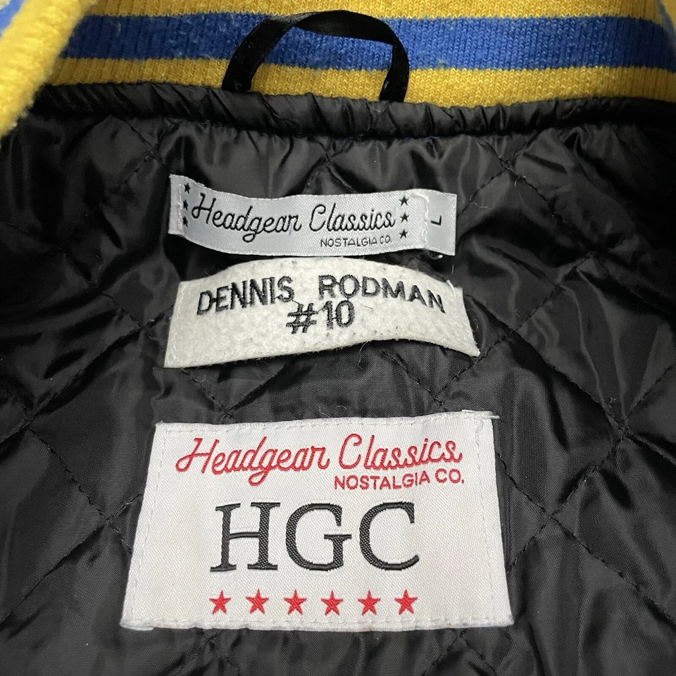 VTG Headgear Classics Jacket Mens Large Blue Satin Bomber Dennis Rodman NBA Y2K - image 4 of 4