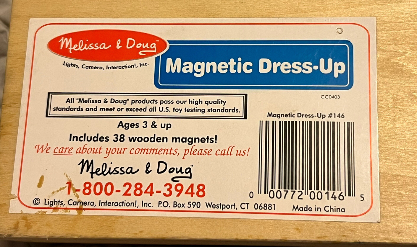 Melissa & Doug Wooden Magnetic Dress Up Dolls - #146 in Wooden Box Pre-owned