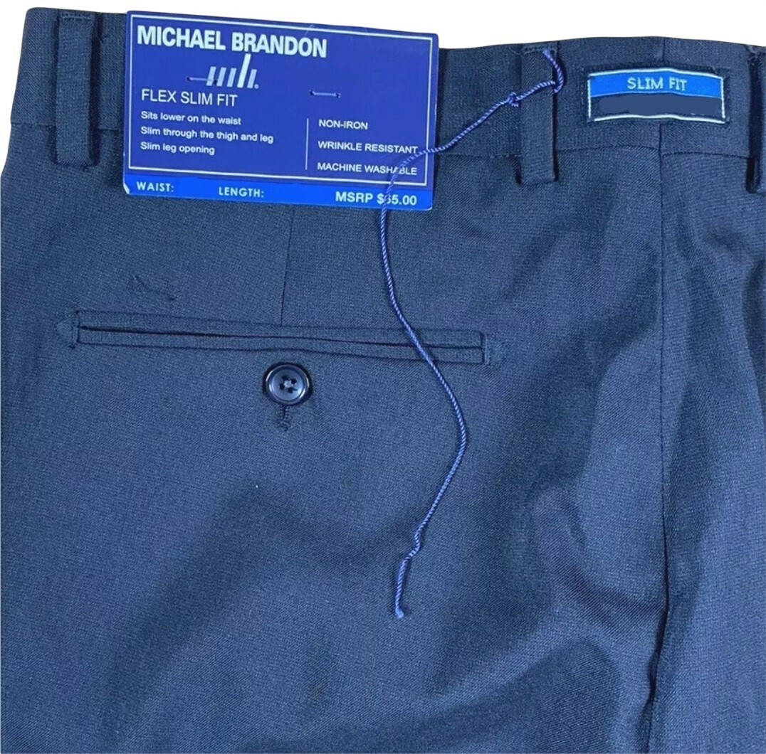 NEW Michael Brandon Men's Dress Pants Gray Flex Slim fit Non-Iron Size  32x30 | eBay