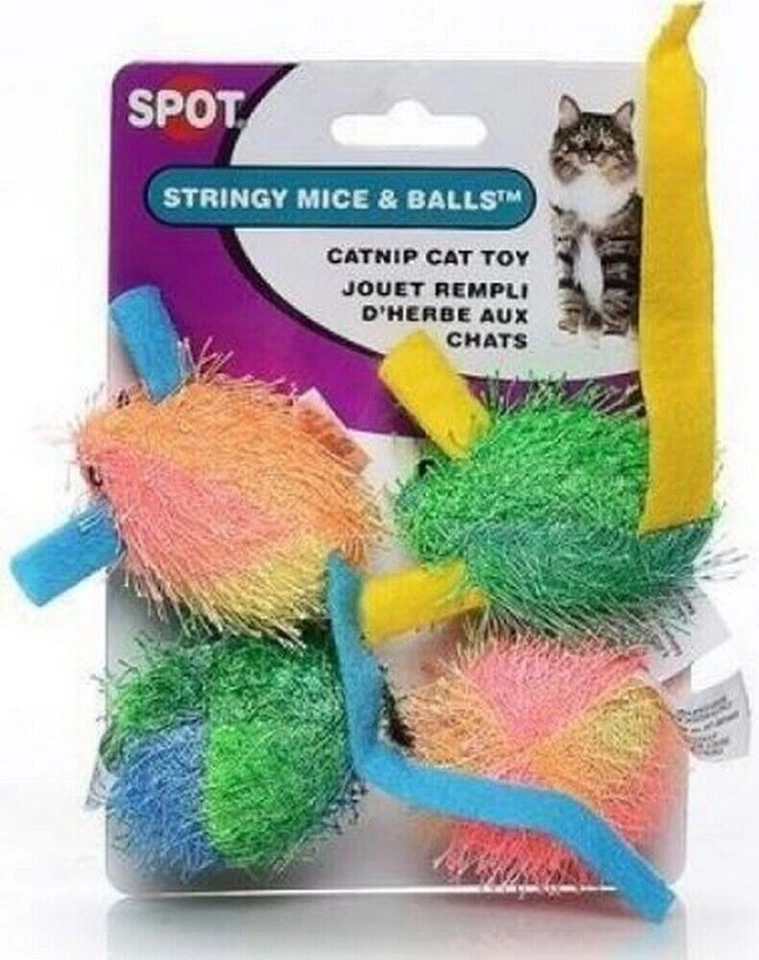 Spot Stringy Mice & Balls Assorted Catnip Cat Toy, 2 in (4 Pack) - Image 4 of 4