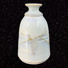 Studio Art Pottery Vase With Drip Glaze Light Colors Signed By Artist 5"T 1.5"W