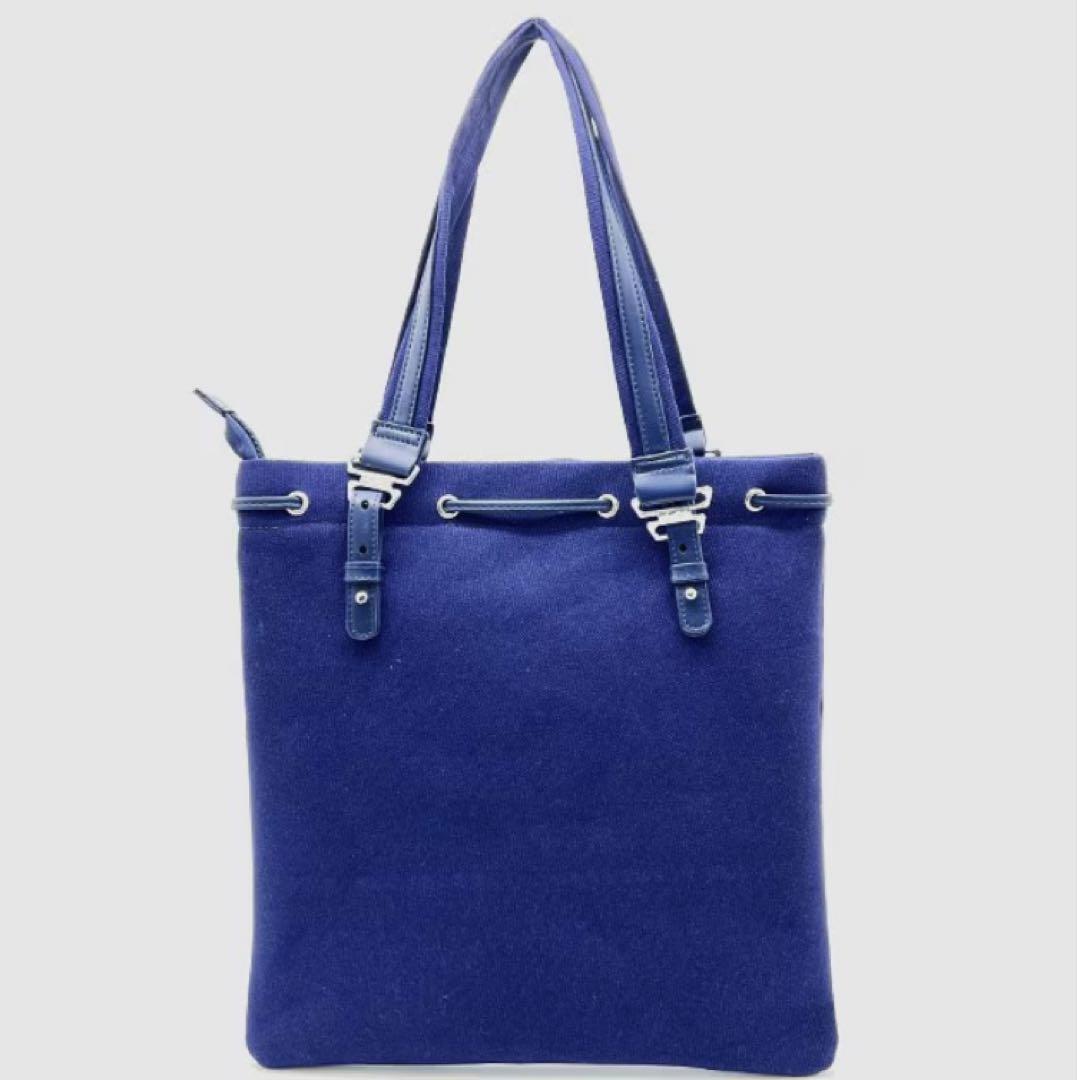 Yves Saint Laurent navy Tote Bag Canvas Cosmetics YSL Gold Logo