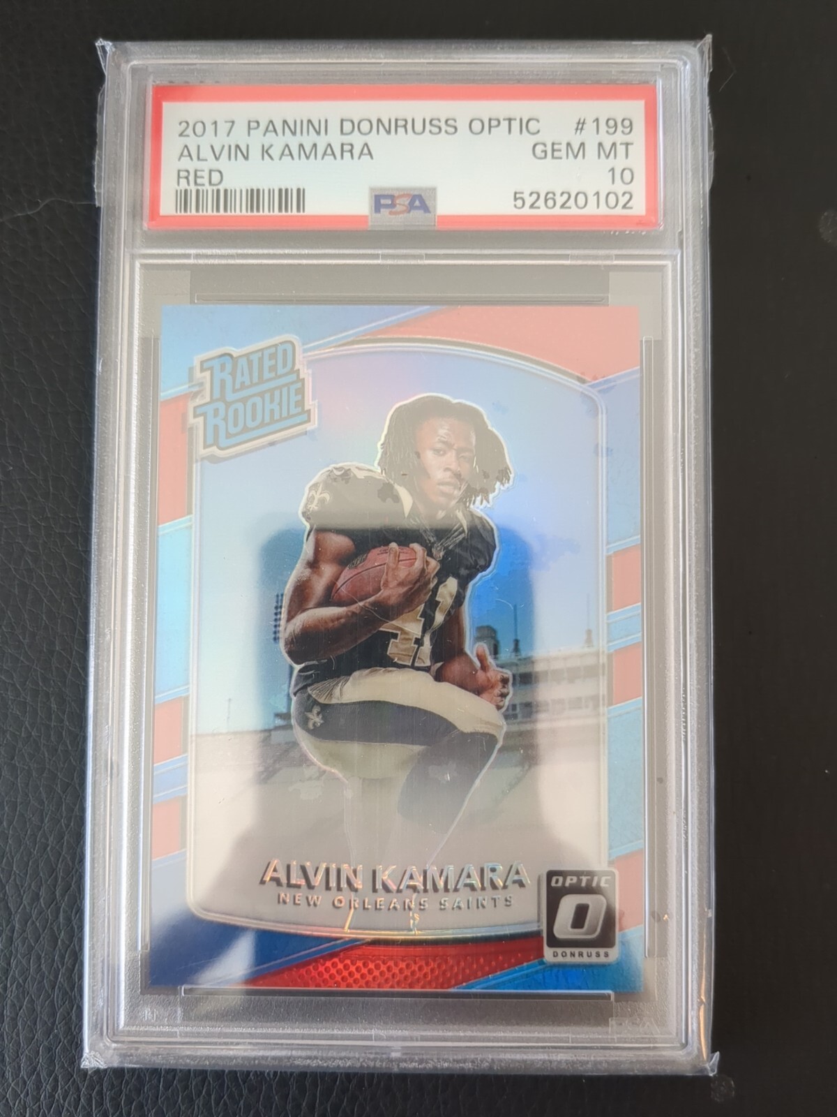 2017 PANINI DONRUSS OPTIC 199 ALVIN KAMARA /99 RED PSA 10 GEM MINT SAINTS