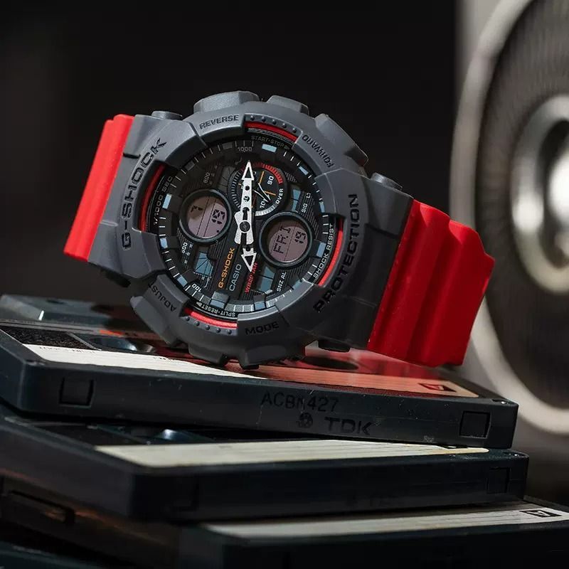 CASIO G-SHOCK GA-140-4A Men's Watch Gray Red Analog Digital