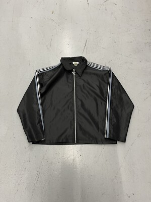 Vintage Mint USA Nylon Satin Lightweight  Coach Jacket SMALL 90s Black Striped