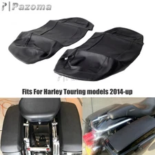 Motorcycle Saddle Bag Lid Covers Waterproof Leather For Harley Touring Road King