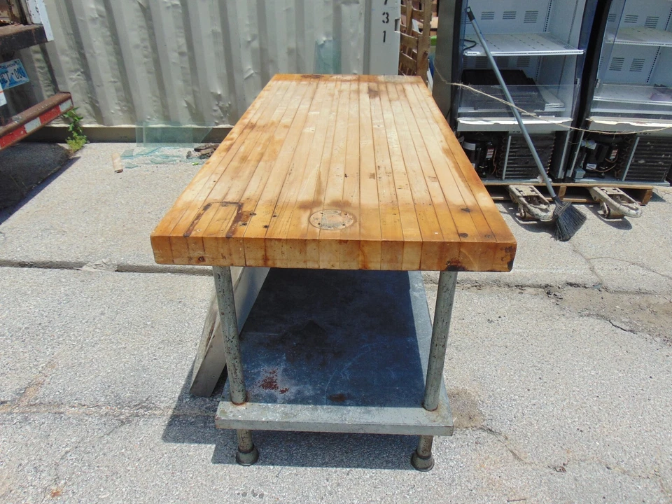 Mesa de estación de trabajo de acero inoxidable isla bloque chef industrial de colección 72x30 Foto 3 de 4