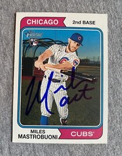 CHICAGO CUBS- MILES MASTROBUONI AUTOGRAPH 2023 TOPPS HERITAGE #550 TRADING CARD
