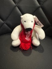 Coca Cola Plush 4" White Polar Bear with Red Scarf 2020 - New