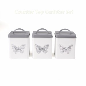 Kitchen Counter Top Sugar Tea Coffee Storage Jars Metal Canister