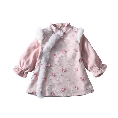 Baby Girl Quilted Cheongsam Padded Qipao Dress Embroidered Chinese New Year Cute - Picture 15 of 18