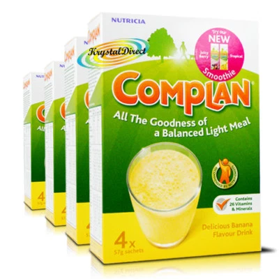 4x Complan Banana Nutrition Vitamin Supplement Protein Energy Drink 4x55g
