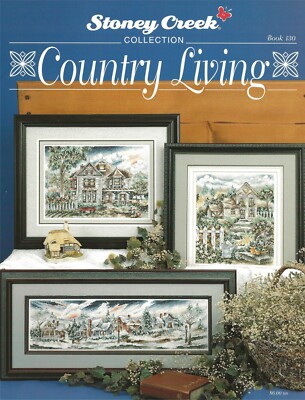 Country Living Cross Stitch Day's End Cozy Winter Twilight Birches and Fence NEW