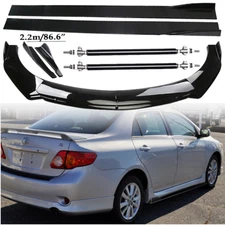 Front Bumper Lip Spoiler Side Skirts Rear Glossy Black For Toyota Corolla 09-13