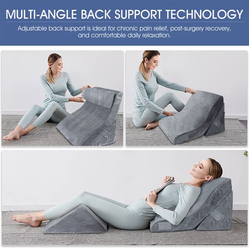 4PCS Bed Wedge Pillow Neck Back Lumbar Support Cushion Leg Raiser Memory Foam - Picture 5 of 10