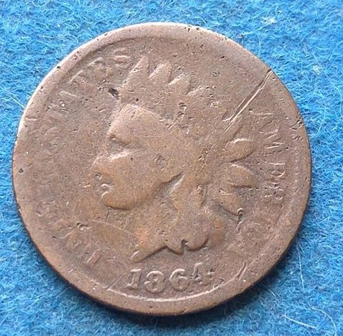 1864 L Indian Head Cent Penny, With L, Pointed Bust - C
