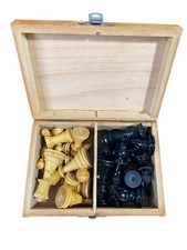 Vtg French Wooden Chess Set Complete 32 Pieces w/ Box France EU Rare 2.5” Kings