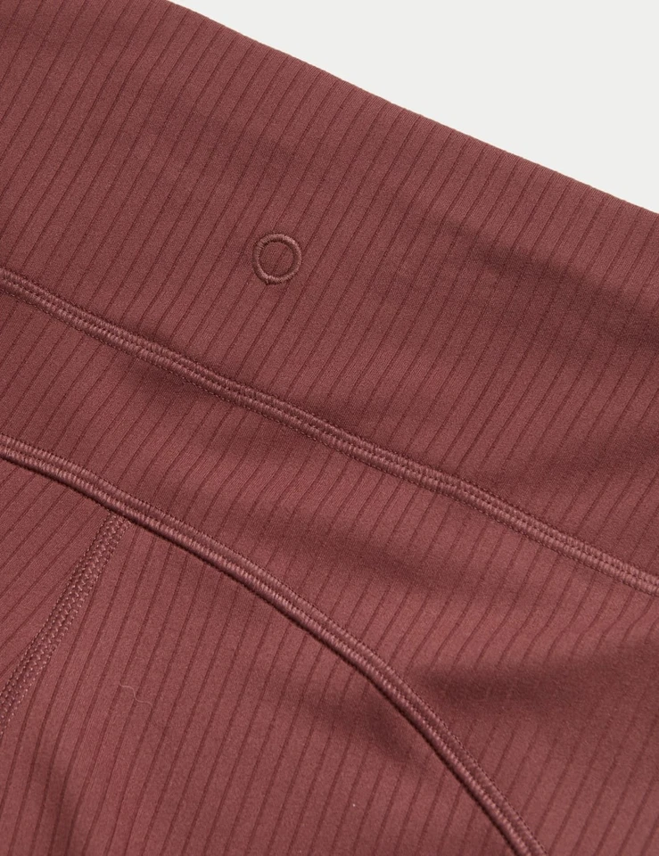 M&S - Goodmove Womens Brown Rib Full Length Women Leggings - Image 3 of 4