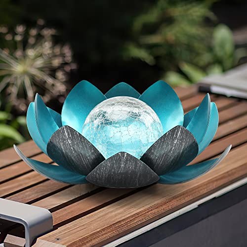 Lotus Solar Lights Outdoor,Solar LED Powered Garden Light Waterproof for Decor