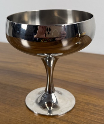 Zepter Stainless Steel Ice Cream Bowls Goblets 2 pc Set with 18k Gold Plated