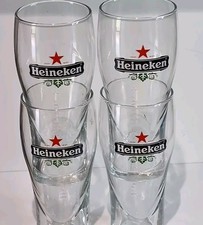 4X Heineken Pint Glasses Drinking Red Star Logo 16oz Etched Bottom Pint Glass 