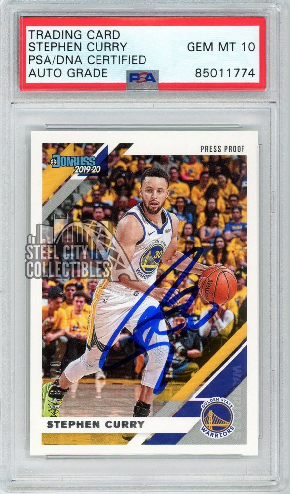 Stephen Curry 2019-20 Donruss Press Proof Autograph Card #64 71/349 PSA/DNA 10