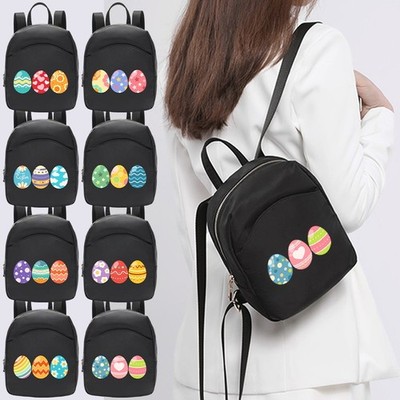 Leichter kleiner Rucksack Damen Nylon Osterei Print Modern Freizeit Daypack