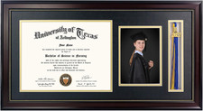 11X22 Mahogany Diploma Frame with Tassel Holder and Picture for 8.5X11 Certifica