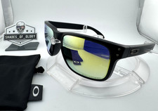 OAKLEY HOLBROOK MATTE BLACK W/ 24K IRIDIUM GOLD POLARIZED SUNGLASSES OO9102-51