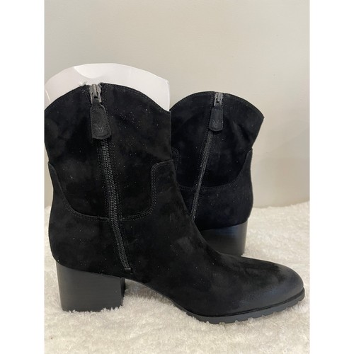 NWB Vionic Bishop Suede Leather Side Zip Ankle Western Boot Black Womens Sze 10M - 第 4/7 張圖片