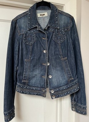 Moschino Jeans Fitted Jean Jacket Sz 12 Runs Small Beautiful Detailing