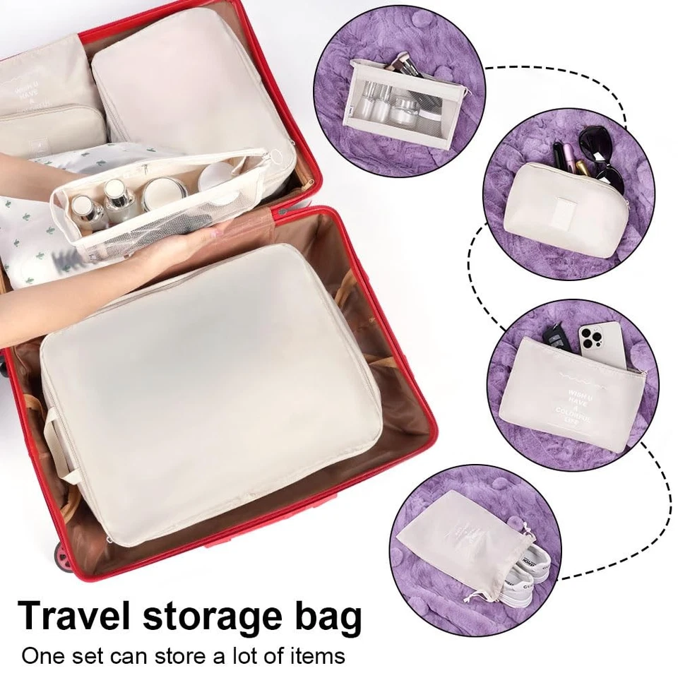 10 Teilig Koffer Organizer Set Packing Cubes Wasserdichte Reise Kleidertasche... - Bild 4 von 4