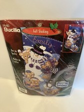 95 Bucilla Snow Days Felt Applique Snowman Stocking Kit 84590 - 18"