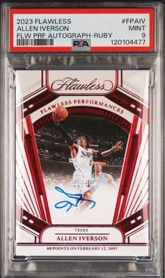 2023-24 Panini Flawless Allen Iverson # FP-AIV Auto Performances Ruby #/15 PSA 9