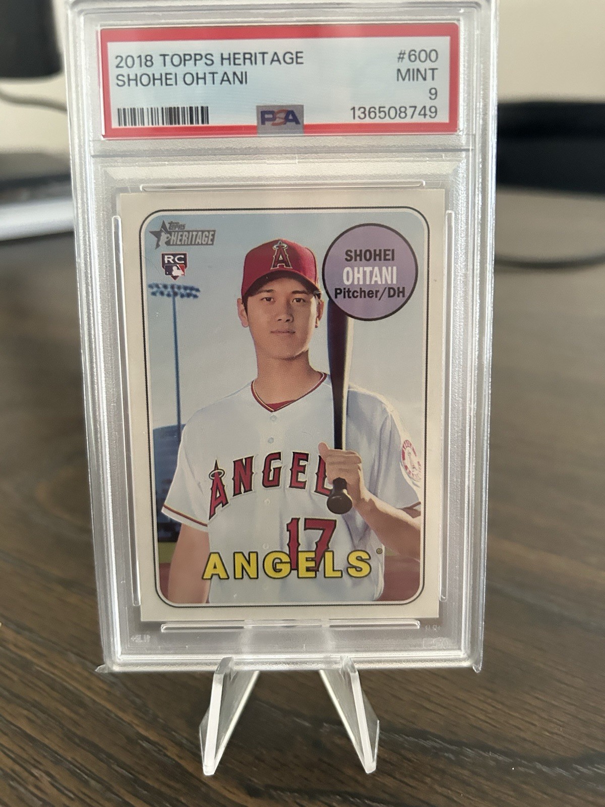2018 Topps Heritage Shohei Ohtani #600 PSA 9 view 1