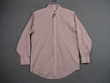 Vintage Brooks Brothers Shirt Men 16-34 Red Stripe Madison Fit Non-Iron Stretch