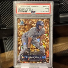 2024 Bowman Sapphire Selections Spencer Jones Gold /50 PSA 9 Mint Rookie Card?. rookie card picture