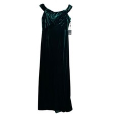 New Adrianna Papell Stretch Velvet Maxi Dress Womens 10 Emarald Green Formal Lux