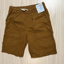 Cat Jack Cargo Shorts Boys Size L 10/12 Brown Elastic Drawstring NEW