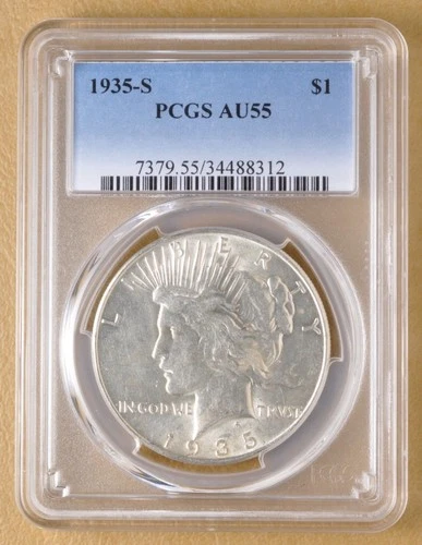 1935-S PEACE SILVER DOLLAR PCGS AU-55
