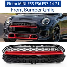 FOR MINI COOPER F55 F56 F57 2014-21 GP STYLE FRONT BUMPER GRILLE GRILL BLACK+RED