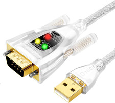 DTECH USB to Serial Adapter with FTDI Chip 9 Pin RS232 to USB Cable LED Light DB