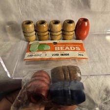 Vintage Macrame Wooden Beads Variety Wooden Color Lot Of 8
