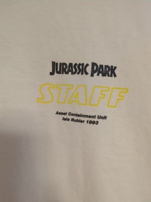 Jurassic Park STAFF Asset Containment Unit 1993 Men's Medium White T Shirt