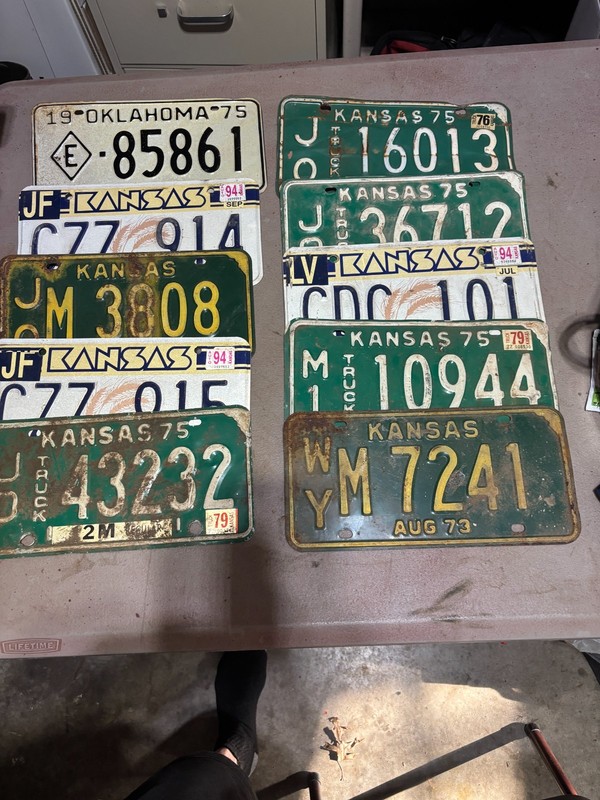 Lot of 10 Vintage MIX LOT OF License Plates Car Tags Mixed Years, Kansas / OK