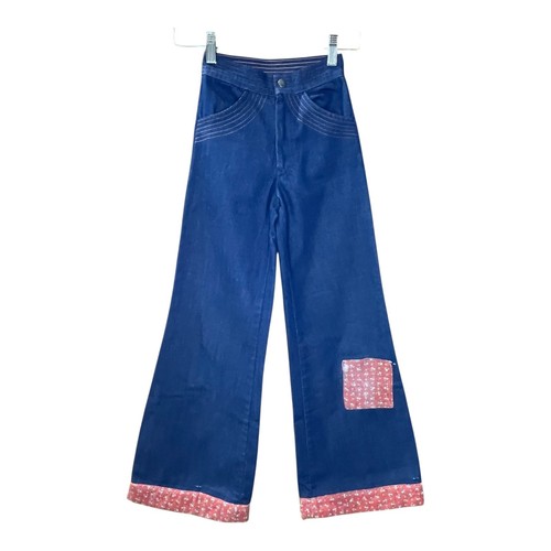 Vintage Sears Toughskins Girls 8 Slim Denim Bell Bottom Jeans Growing Girl 1970s - Picture 2 of 14