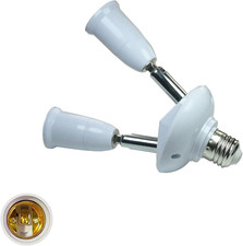 2 in 1 E27 Light Socket Splitter Adapter, Standard Base LED Bulb Converter, 360