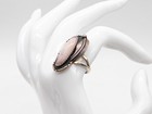 Vintage NAVAJO $250 4ct Angel Skin CORAL Sterling Silver LEAF Ring BIG — photo 2