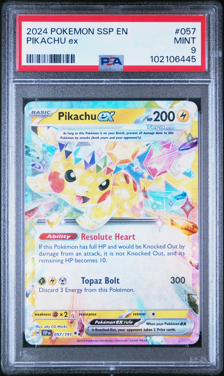 2024 POKEMON SSP EN-SURGING SPARKS #057 PIKACHU EX PSA 9 | eBay